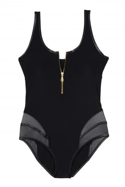 Μοντέρνο γυναικείο  μαγιό μεγάλου μεγέθους με φερμουάρ σε δύο χρώματα