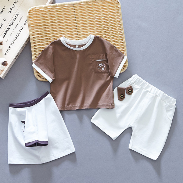 Set copii pentru baieti in doua culori cu broderie si buzunare