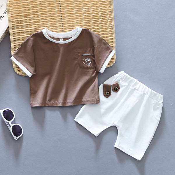 Set copii pentru baieti in doua culori cu broderie si buzunare