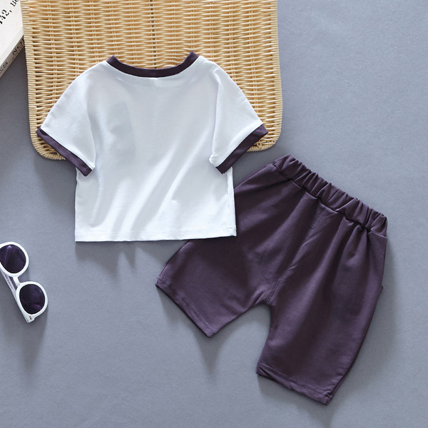 Set copii pentru baieti in doua culori cu broderie si buzunare