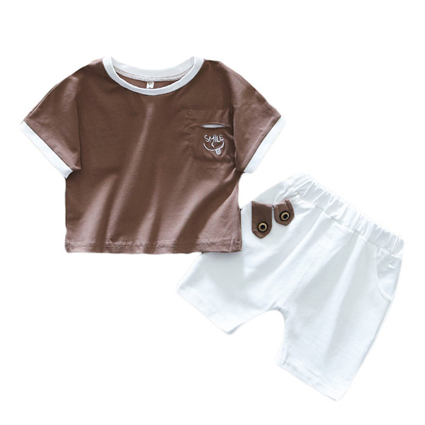 Set copii pentru baieti in doua culori cu broderie si buzunare