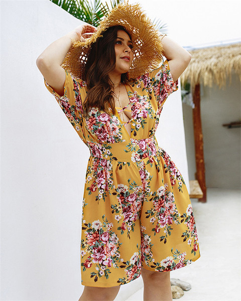 Γυναικεία ολόσωμη φόρμα  με floral τύπωμα μέχρι 4XL