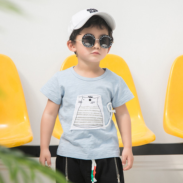 Alkalmi gyerekpóló fiúknak - kék és fehér színben