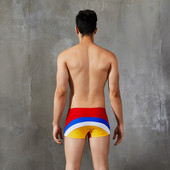 Costum de baie tip boxer barbati cu model colorat