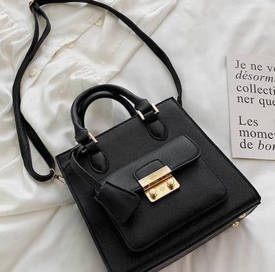 Modern női táska elülső zsebbel, négy színben