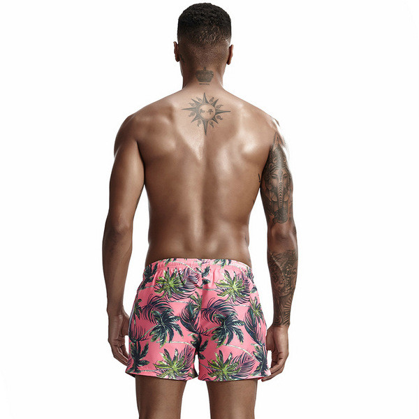 Модерни мъжки шорти за плуване с връзки и цветен десен 