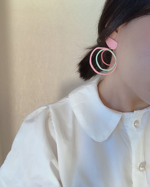 Rózsaszín felső női fülbevaló