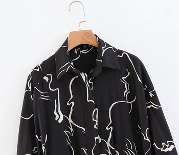 Rochie de damă de actualitate cu mâneci lungi și curea în talie