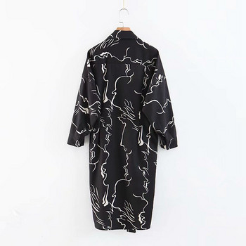 Rochie de damă de actualitate cu mâneci lungi și curea în talie