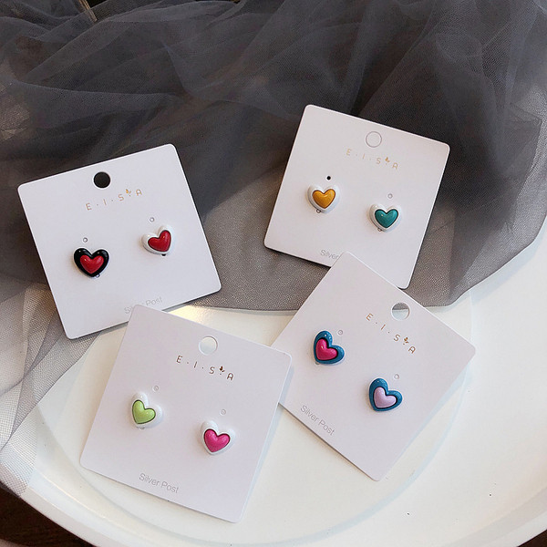 Cercei de damă în formă de inimă - patru culori