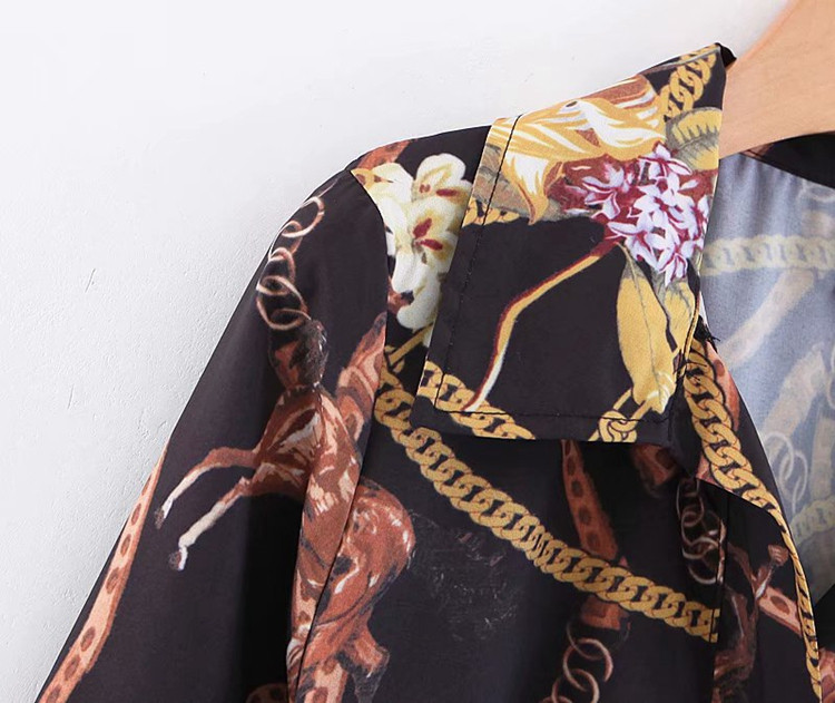 Rochie de damă până la genunchi și mâneci lungi cu model floral