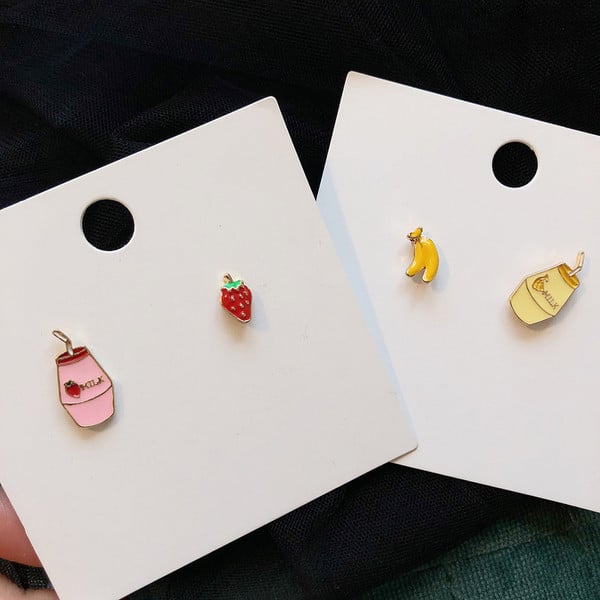 Cercei casual dama in galben si roz