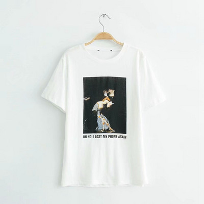 Alkalmi póló fehér és fekete rátéttel és felirattal