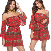 Φόρμες γυναικείες σε κόκκινο χρώμα με μοτίβα λουλουδιών