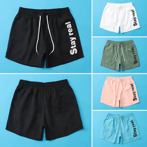 Pantaloni scurți casual pentru bărbați cu cravate și inscripție