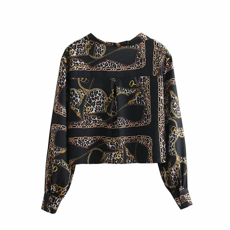 Cămașă scurtă modernă de damă cu mâneci lungi și model colorat