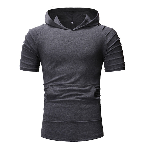 Tricou sport pentru bărbați cu glugă în verde, roșu și gri