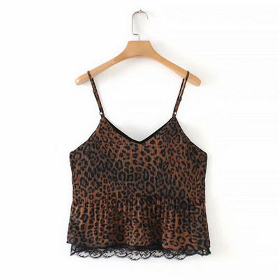 Maieu modern de damă cu bretele subțiri și dantelă cu imprimeu animal