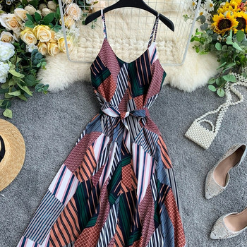 Rochie de dama colorata cu bretele subtiri