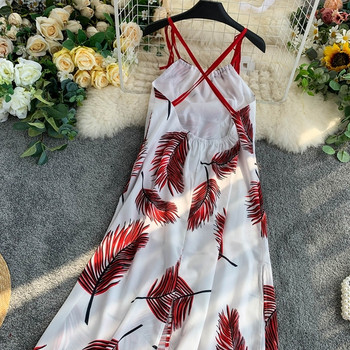 Rochie de dama cu fanta si bretele subtiri