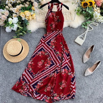 Modern női ruha virágmintával