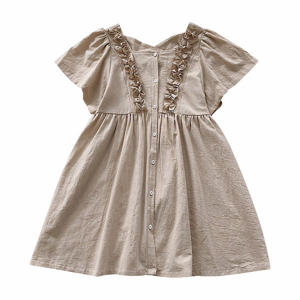 Rochie casual de dama cu maneci scurte in alb, albastru si maro