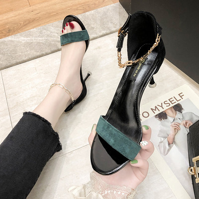 Pantofi de dama actuali din piele intoarsa ecologica in doua culori cu toc inalt