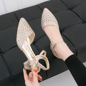 Pantofi casual dama cu toc in doua culori cu pietre decorative