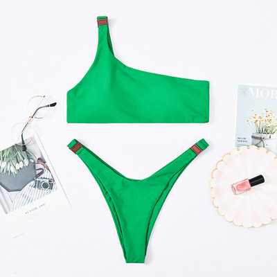 Стилен бански костюм от две части с метални елементи в четири цвята