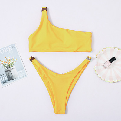 Стилен бански костюм от две части с метални елементи в четири цвята