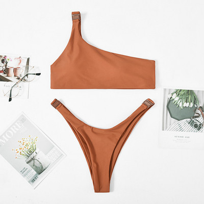 Стилен бански костюм от две части с метални елементи в четири цвята