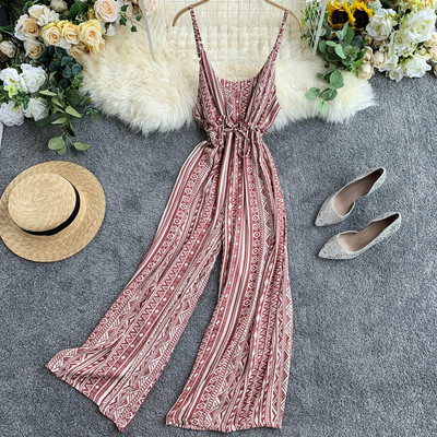 Дамски дълъг гащеризон с презрамки в три цвята