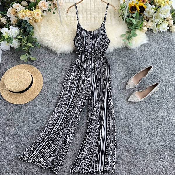 Дамски дълъг гащеризон с презрамки в три цвята