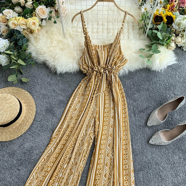 Дамски дълъг гащеризон с презрамки в три цвята