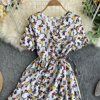 Дамска модерна  рокля с V-образно деколте в два цвята