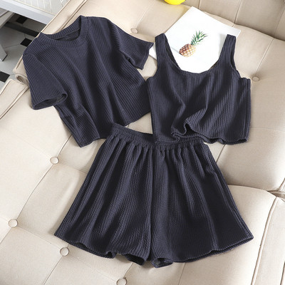 Ежедневен дамски комплект от три части в розов и син цвят