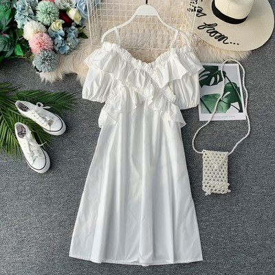 Дамска ежедневна рокля с тънки презрамки в няколко цвята