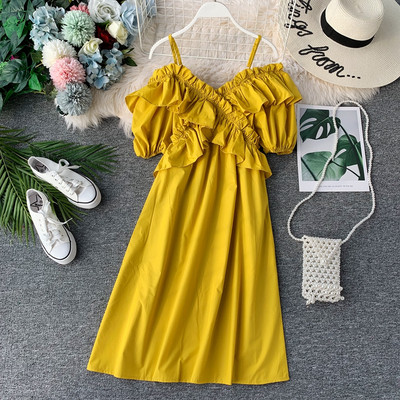 Дамска ежедневна рокля с тънки презрамки в няколко цвята