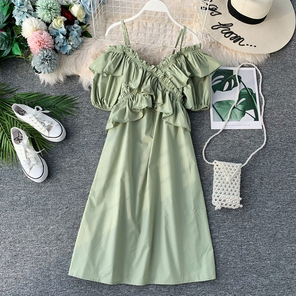 Дамска ежедневна рокля с тънки презрамки в няколко цвята