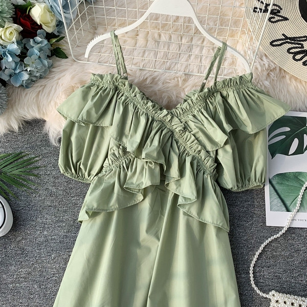 Дамска ежедневна рокля с тънки презрамки в няколко цвята