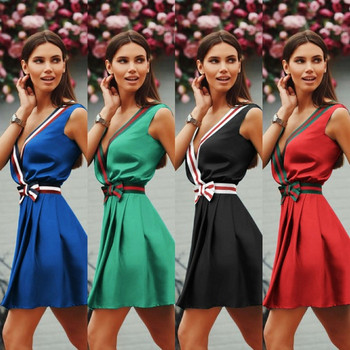 Ежедневна дамска рокля с панделка в няколко цвята