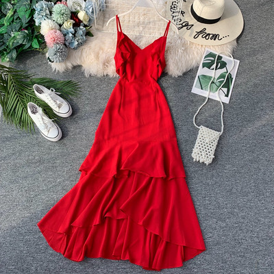 Ежедневна дълга рокля в няколко цвята с тънки презрамки 