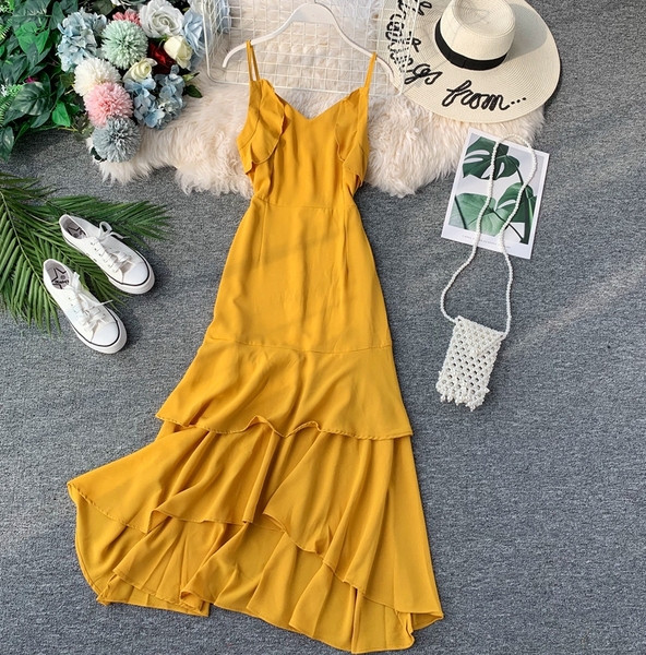 Ежедневна дълга рокля в няколко цвята с тънки презрамки 