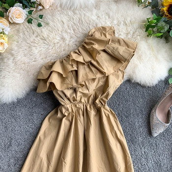 Дамска модерна рокля с една презрамка в четири цвята