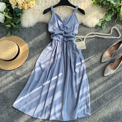 Дамска рокля с  V-образно деколте в няколко цвята