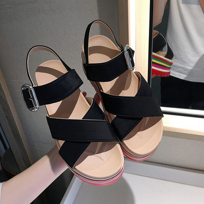 Sandale de dama moderne din piele ecologica cu platforma in trei culori