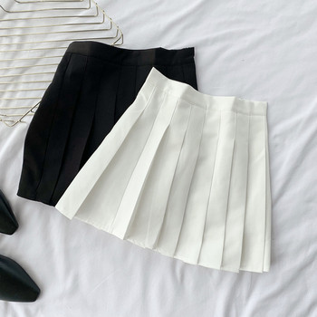 Дамска къса пола в бял и черен цвят