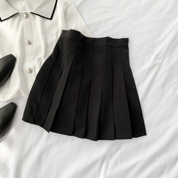 Дамска къса пола в бял и черен цвят