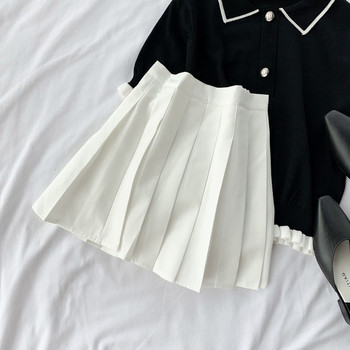 Дамска къса пола в бял и черен цвят