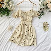 Дамска рокля на точки в два цвята